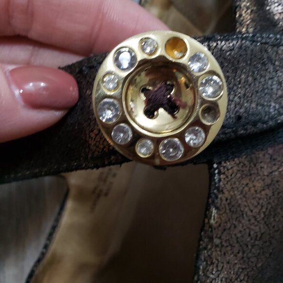 Alegria Paloma Mary Jane Nursing Shoes Sz 38 Black & Gold - Picture 6 of 10